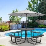 46" Round Picnic Tables With Umbrella Hole - Image 11
