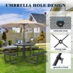 46" Round Picnic Tables With Umbrella Hole - Image 4