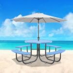 46" Round Picnic Tables With Umbrella Hole - Image 15