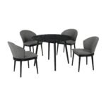 Arcadia/Juno Rubberwood Dining Set - Stylish 5-Piece Round Table with Ergonomic Chairs for Comfort