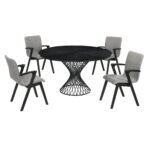 Cirque Mid-Century Dining Set - 5-Piece Comfort & Style with Round Table and Plush Chairs Included