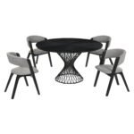 Cirque Mid-Century Dining Set - 5-Piece Comfort & Style with Round Table and Plush Chairs Included - Image 2