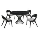 Cirque Mid-Century Dining Set - 5-Piece Comfort & Style with Round Table and Plush Chairs Included - Image 3