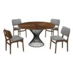 Cirque Mid-Century Dining Set - 5-Piece Comfort & Style with Round Table and Plush Chairs Included - Image 7