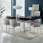 Cressida/Portia 7-Piece Dining Set - Modern Glass Top Table with Comfortable Stainless Steel Chairs - Image 16