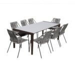 Fineline/Clip Eucalyptus 9-Piece Outdoor Dining Set with Durable Super Stone Table and Stylish Chairs - Image 3