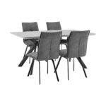 Margot/Rylee 5-Piece Dining Set - Luxurious Upholstered Comfort with Durable Metal Frame & Table