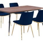 Messina/Messina Messina 5-Piece Velvet and Walnut Dining Set - Elegant Modern Design with Comfort and Durability