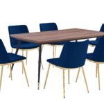 Messina/Messina Messina 5-Piece Velvet and Walnut Dining Set - Elegant Comfort, Modern Design for Your Home