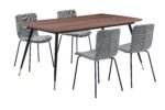 Messina/Gillian Modern 5-Piece Dining Set with Walnut Finish and Ergonomic Comfort for Your Home