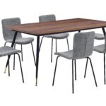 Messina/Gillian 5-Piece Dining Set - Modern Walnut Table with Stylish Ergonomic Chairs for Comfort