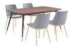 Messina/Messina Messina 5-Piece Velvet and Walnut Dining Set - Elegant Modern Design with Comfort and Durability - Image 2