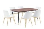 Messina/Messina Messina 5-Piece Velvet and Walnut Dining Set - Elegant Comfort, Modern Design for Your Home - Image 4