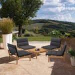 Arno 5-Piece Outdoor Teak Wood Lounge Set with Charcoal Olefin Cushions - Durable & Stylish Comfort - Image 9
