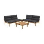 Arno 5-Piece Outdoor Teak Wood Lounge Set with Charcoal Olefin Cushions - Durable & Stylish Comfort - Image 13
