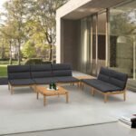 Arno 7-Piece Outdoor Teak Wood Seating Set with Olefin Cushions - Weather Resistant & Stylish Design - Image 28