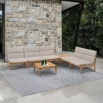 Arno 7-Piece Outdoor Teak Wood Seating Set with Olefin Cushions - Weather Resistant & Stylish Design - Image 39
