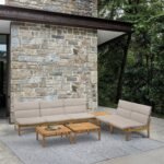 Arno Outdoor 8-Piece Teak Wood Seating Set with Comfortable Charcoal Olefin Cushions & Tables - Image 41