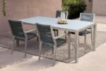 Sienna 5-Piece Outdoor Dining Set with Eucalyptus Frame, Super Stone Top, and Charcoal Rope Chairs - Image 8