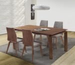 Treviso 5-Piece Mid-Century Modern Dining Set with Walnut Table & 4 Comfortable Gray Chairs - Image 2