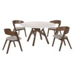 Venus Contemporary 5-Piece Dining Set with Marble Top and Comfortable Upholstered Chairs - Image 8