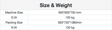 Creatbot Peek-300 Size And Weight Specifications Chart