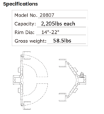 AMGO Adjustable Wheel Support Adapter, Optional Accessories For Two Post Lifts - Image 2