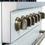 FORNO Giovanni 30" 4.32 cu. ft. Gas Range with 5 Burners, Air Fry Basket, Wok Support and Griddle in White with Antique Brass Accents, FFSGS6274-30WHT - Image 3