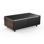 FORNO Evoluto 51" Smart Coffee Table – Dual Fridge Drawers, Bluetooth Audio, Wireless Charging, RGB Light in Black with Wood Accents, FCTFR7006-51WD - Image 3