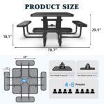 46" Square Picnic Table With Umbrella Hole - Image 8