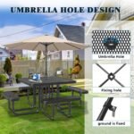 46" Square Picnic Table With Umbrella Hole - Image 4