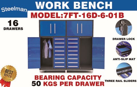 Steelman 7' Garage Storage Cabinets (16 Drawers)