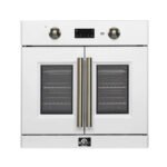 FORNO Asti 30" 3.58 cu. ft. French Door Electric Wall Oven with Air Fry, Self-Clean and Sous Vide in White with Antique Brass Accents, FBOEL1333-30WHT