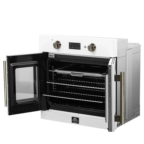 FORNO Asti 30" 3.58 cu. ft. French Door Electric Wall Oven with Air Fry, Self-Clean and Sous Vide in White with Antique Brass Accents, FBOEL1333-30WHT - Image 5