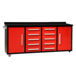 7ft 10-drawer Storage Workbench with Wheels