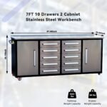 7ft 10-drawer Storage Workbench with Wheels - Image 9