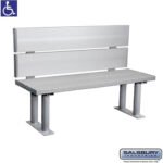 Aluminum ADA Locker Bench with back support - 48" Wide by Salsbury - Image 2