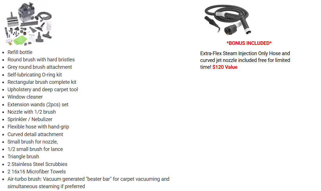 Vapor Clean Desiderio Plus - 318° 75 Psi Accessories