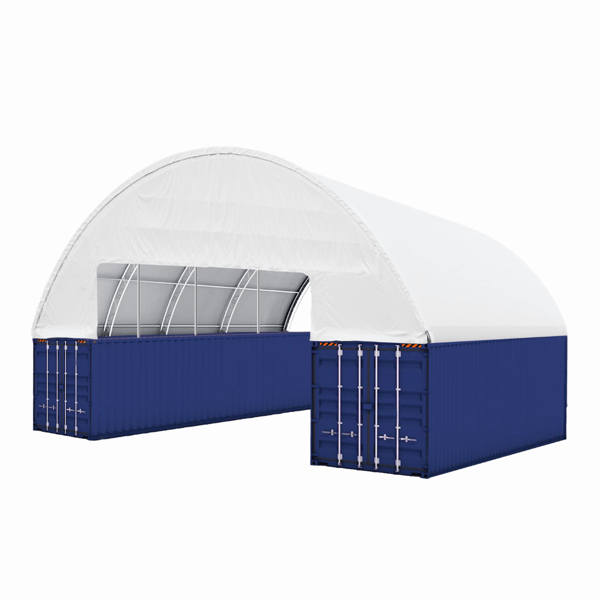 double-truss-shipping-container-canopy-shelter-60x40x20-white 60'x40'x20' Double Truss Container Canopy Shelter - Image 1