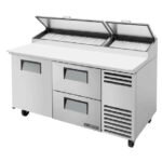 True Refrigeration TPP-AT-67D-2-HC_LH Pizza Prep 33 41°F Pan Rail