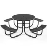46" Round Picnic Tables With Umbrella Hole - Image 2