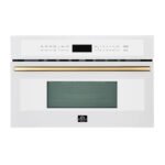 FORNO Espresso Oliena 30" 1.6 cu. ft. Built-In Microwave Oven in White with Antique Brass Handles, FMWDR3093-30WHT