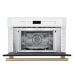 FORNO Espresso Oliena 30" 1.6 cu. ft. Built-In Microwave Oven in White with Antique Brass Handles, FMWDR3093-30WHT - Image 3