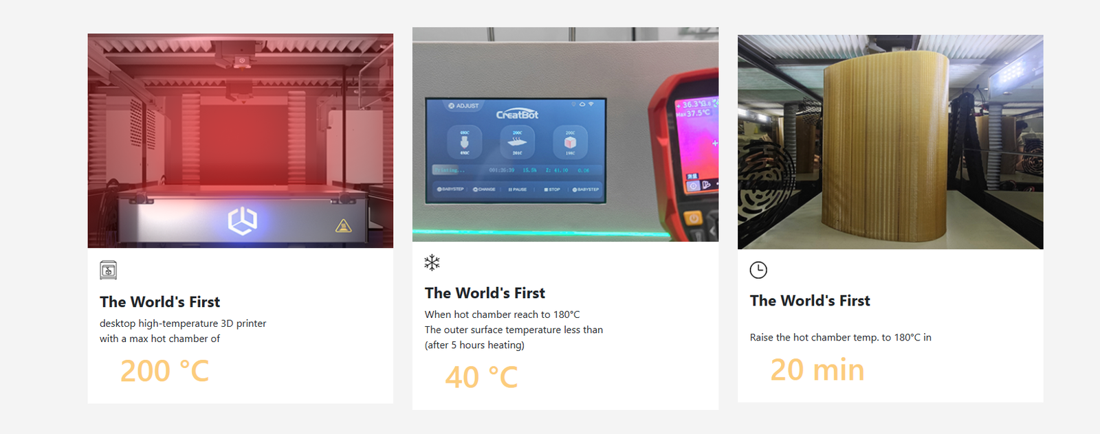 CreatBot printer control panel with temperature check