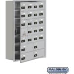Recessed Mounted Cell Phone Storage Locker with 20 A Doors (19 usable) 4 B Doors in Aluminum - Keyed Locks by Salsbury - Image 2