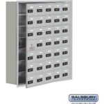 Recessed Mounted Cell Phone Storage Locker with 35 A Doors (34 usable) in Aluminum - Keyed Locks by Salsbury - Image 2