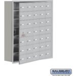 Recessed Mounted Cell Phone Storage Locker with 35 A Doors (34 usable) in Aluminum - Keyed Locks by Salsbury