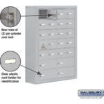 Surface Mounted Cell Phone Locker with 20 A Doors (19 usable) 4 B Doors in Aluminum - Keyed Locks by Salsbury - Image 8