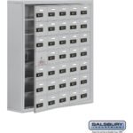 Surface Mounted Cell Phone Storage Locker with 35 A Doors (34 usable) in Aluminum - Keyed Locks by Salsbury - Image 2