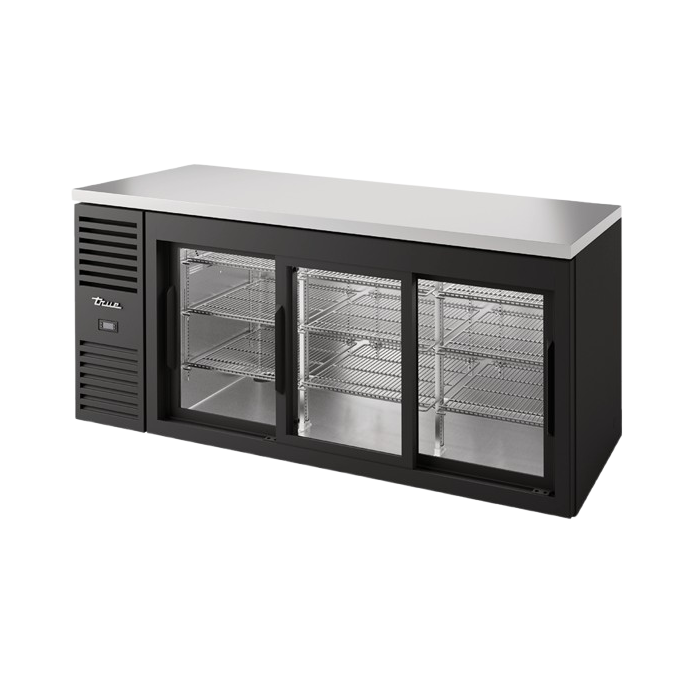 true-mfg-premier-bar-tbr72-risz1-l-b-111-1-refrigerated-back-bar-cooler-three-section True Refrigeration TBR72-RISZ1-L-B-111-1 Refrigerated Back Bar Cooler Three-section - Image 1
